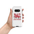 Back view Tough phone case, white with heart couple “You & Me” design and camera cutout