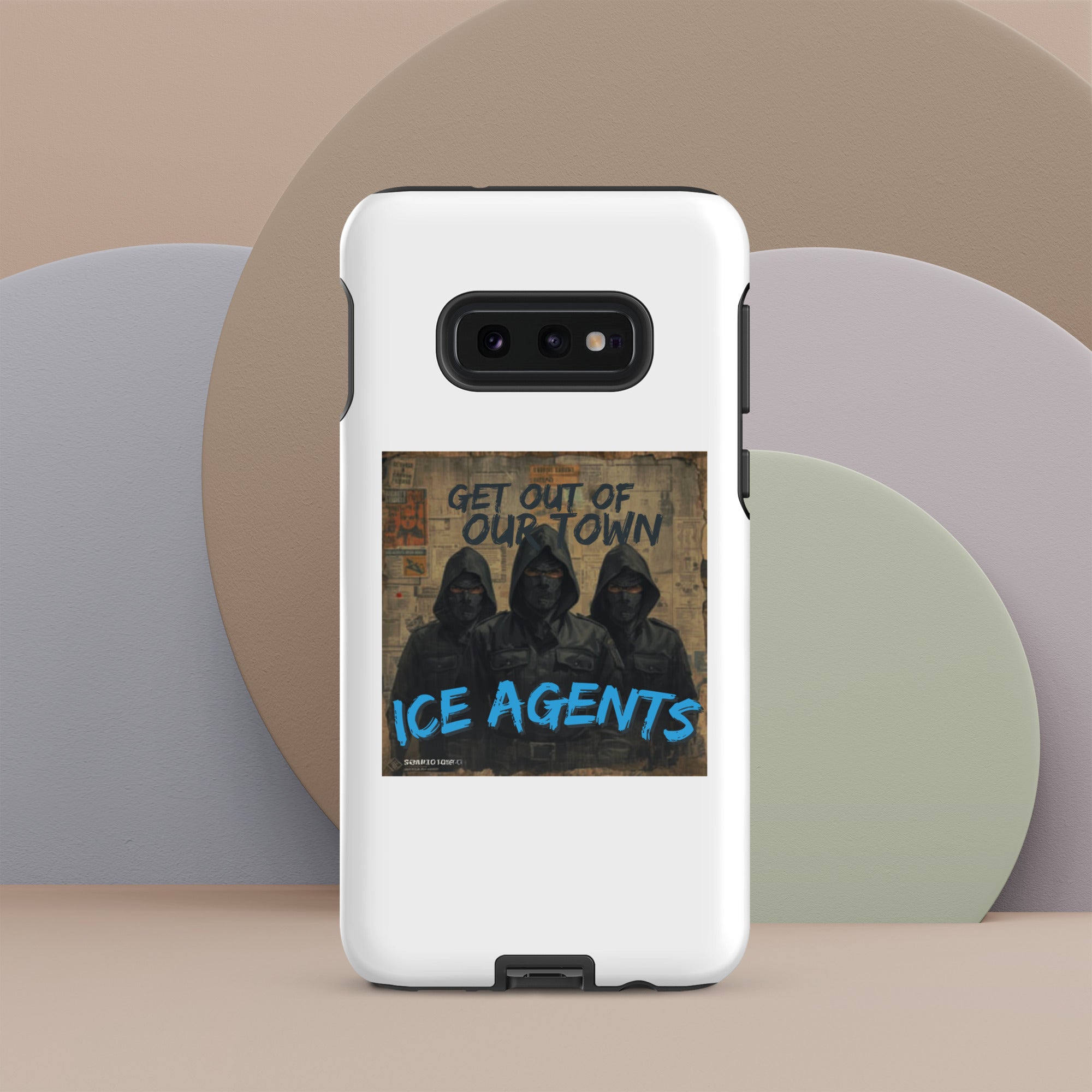 White rugged phone case, back view with &