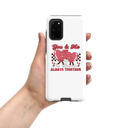 You &amp; Me Always Together Tough case, white with red heart couple illustration and camera openings