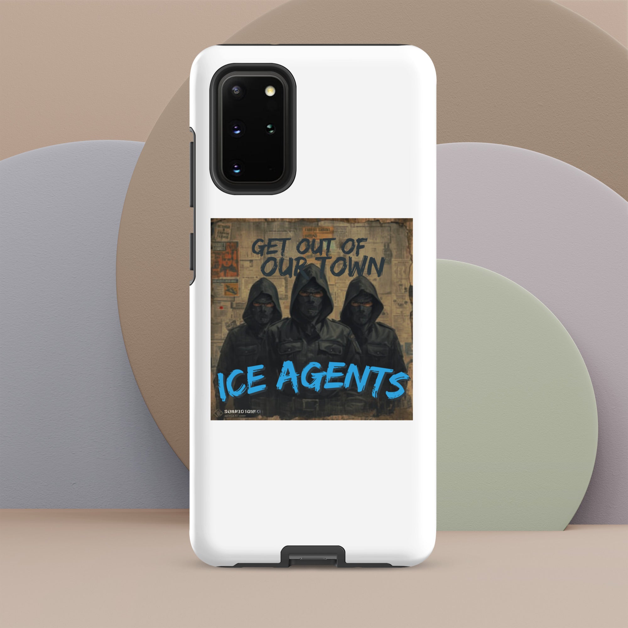 White rugged phone case, rear camera bump above &