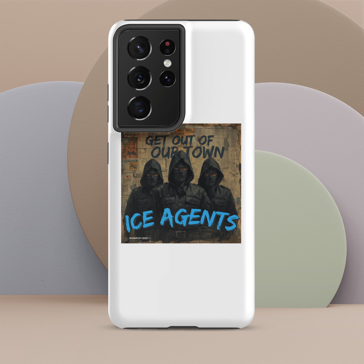 White rugged phone case with large rear camera array and &