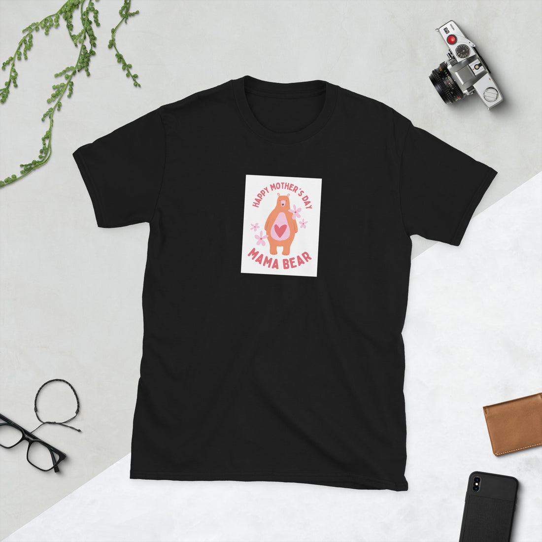 Move In Silence Unisex T-shirt svart med frontmotiv „Happy Mother&