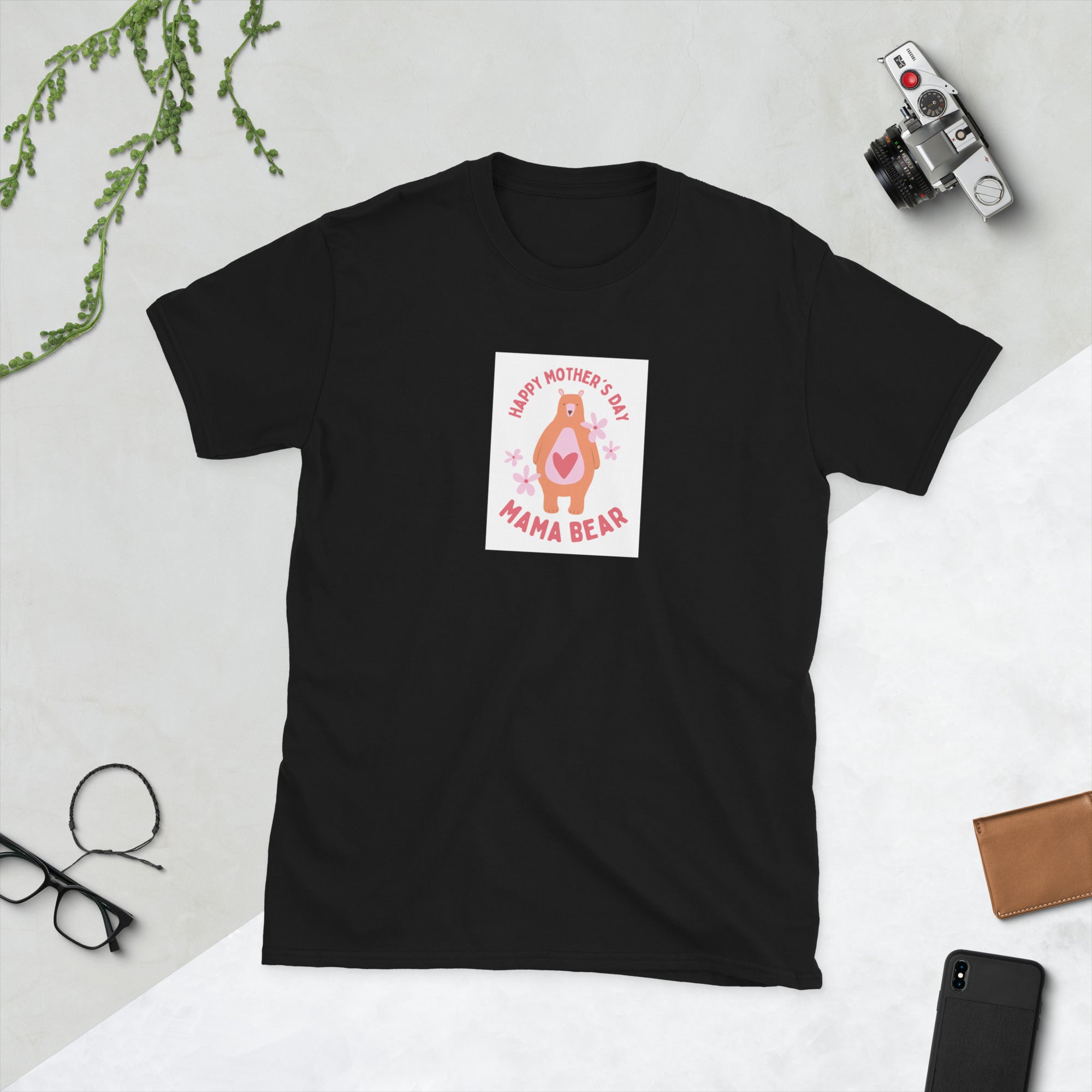 Move In Silence Unisex T-shirt svart med frontmotiv „Happy Mother&