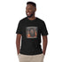 Black unisex T-shirt with front graphic print and crew neck