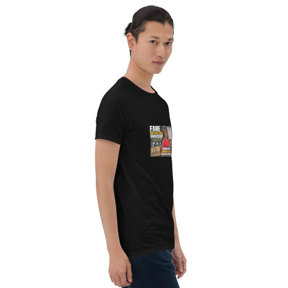 Black unisex short-sleeve T-shirt with colorful front graphic