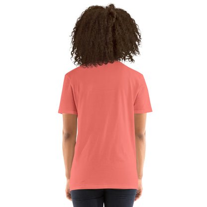 Coral unisex short-sleeve T-shirt, plain back view