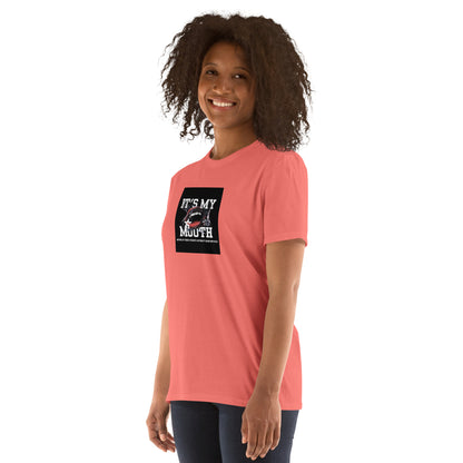 Coral unisex T-shirt with front “It’s My Mouth” chest graphic print