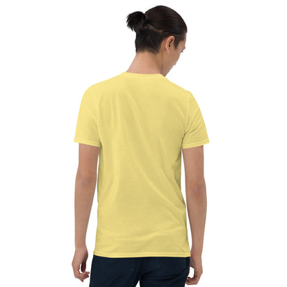 Unisex short-sleeve t-shirt, yellow, back view