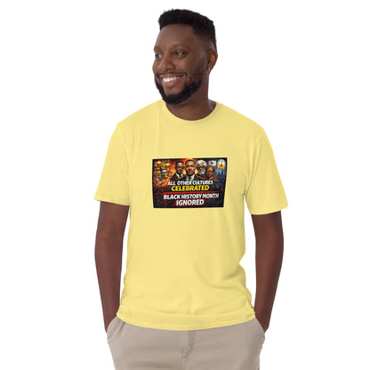 Yellow unisex T-shirt with front graphic for Black History Month