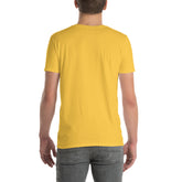 Unisex short-sleeve T-shirt in yellow, back view