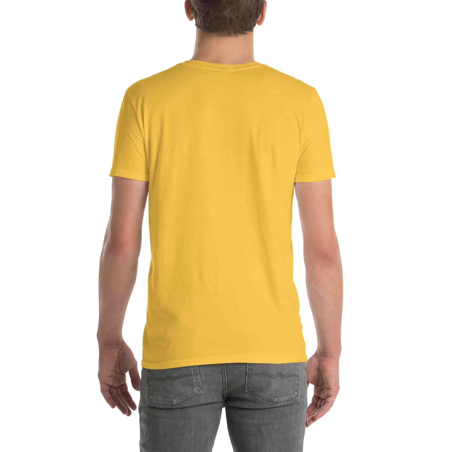 America Is A Scam unisex T-shirt, senfgelb Rückansicht
