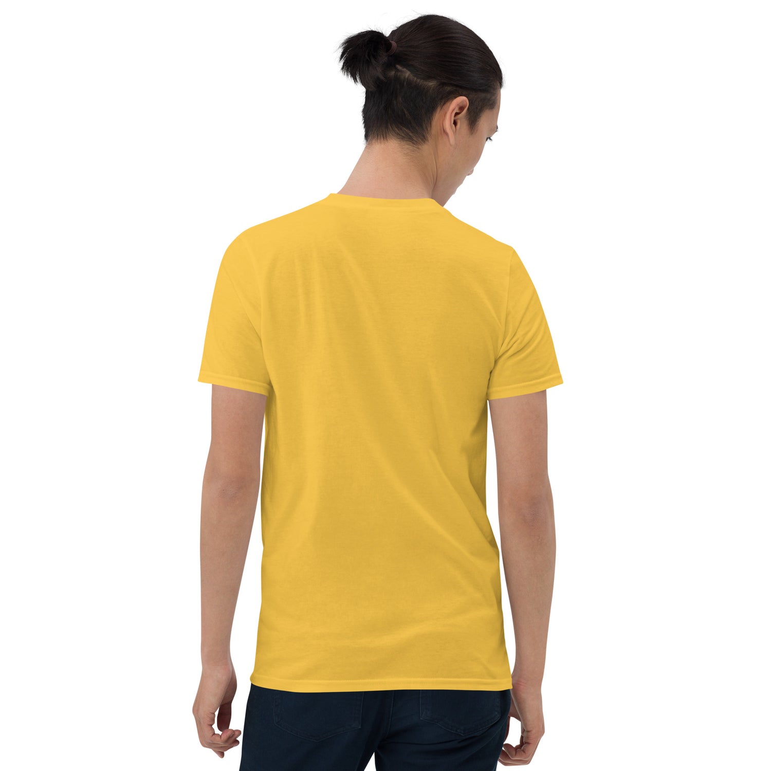 Unisex short-sleeve t-shirt, yellow, back view
