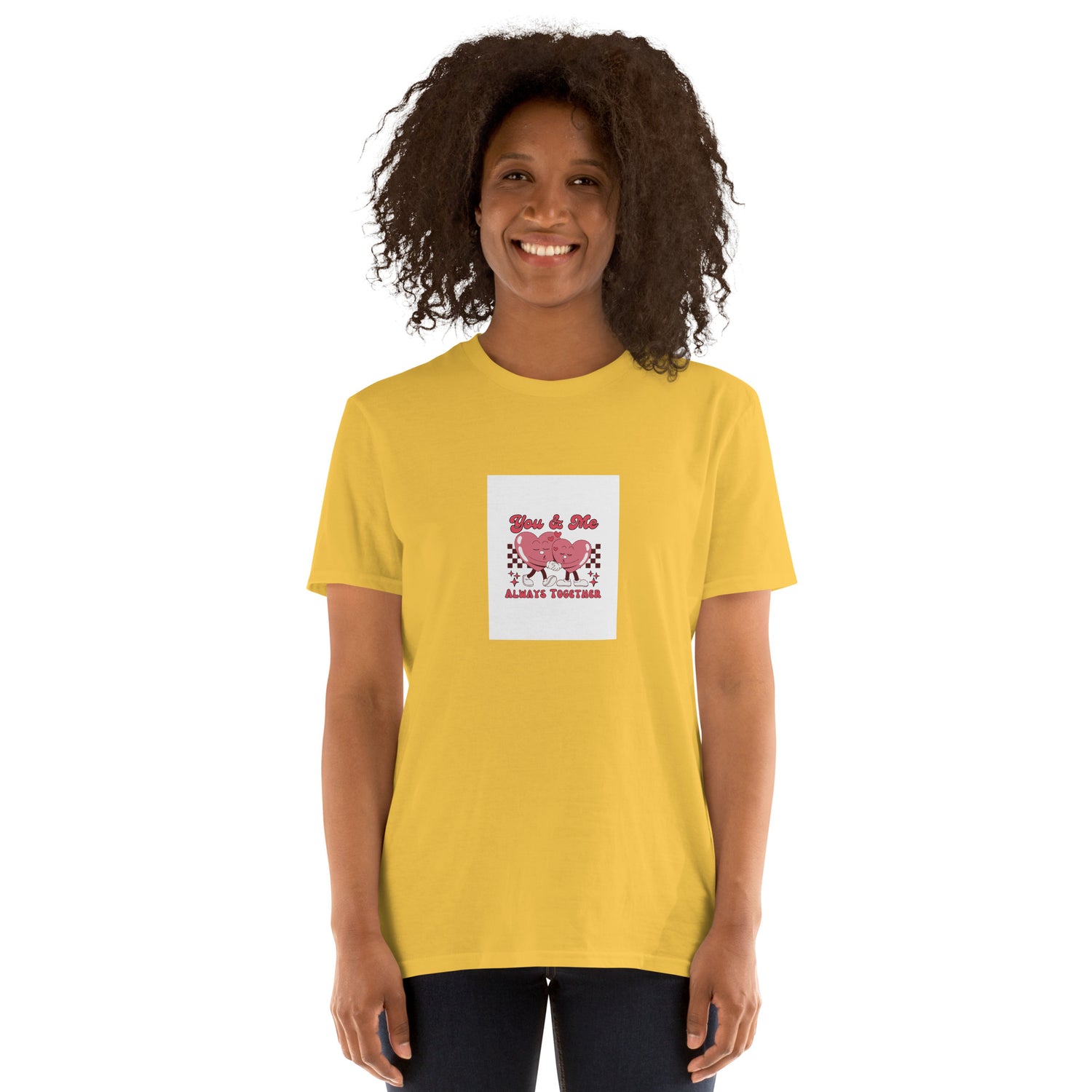 Move In Silence Daisy unisex tee with heart graphic on front.