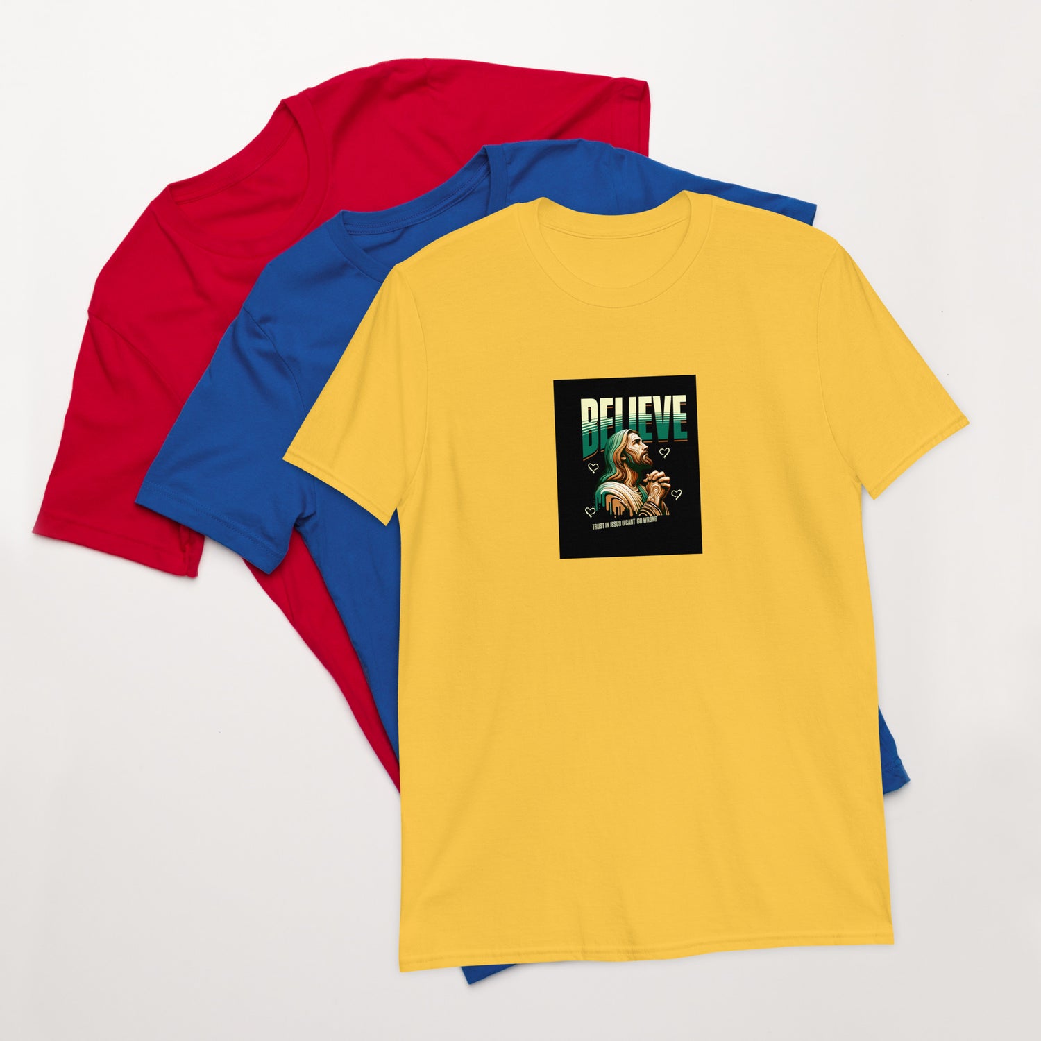 Yellow unisex short-sleeve T-shirt with &