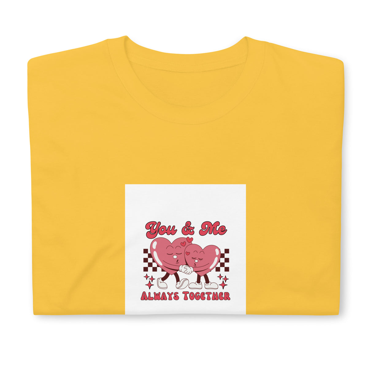 Yellow graphic tee with heart mice &