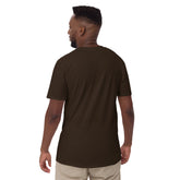 Dark brown unisex short-sleeve T-shirt with crew neck, plain back