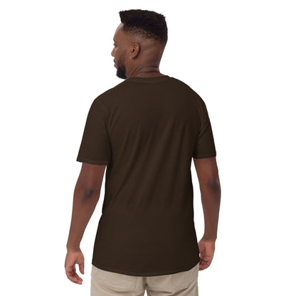 Dark chocolate unisex T-shirt, short sleeves, back view
