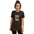 Unisex dark chocolate T-shirt with front square graphic print