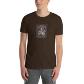 Dark chocolate unisex short-sleeve T-shirt with square chest graphic print