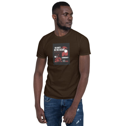 Dark chocolate unisex short-sleeve T-shirt with front square graphic print