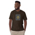 Dark brown unisex short-sleeve T-shirt with front square “US against US” graphic