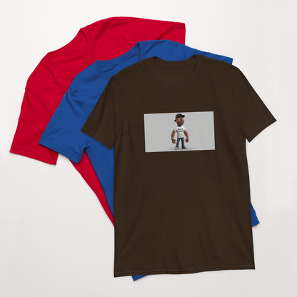 Dark chocolate unisex short-sleeve T-shirt with centered rectangular graphic