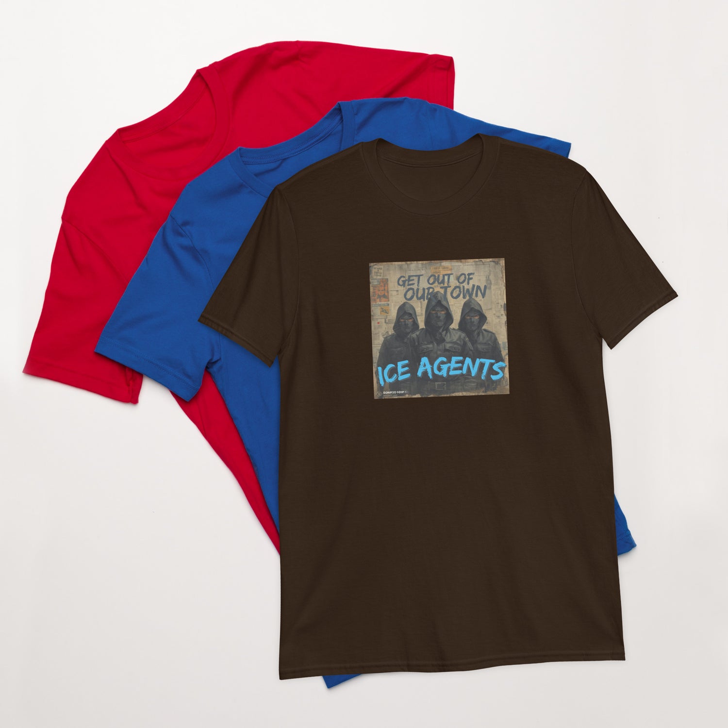 Braunes unisex T-Shirt mit Frontmotiv „ICE AGENTS“