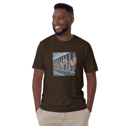 Dark chocolate unisex T-shirt with front rectangular graphic