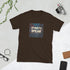 Dark brown crewneck graphic tee with square “STREETS SPEAK” front print