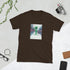 Dark brown crew-neck tee with front square alien graphic print