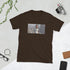 Brown graphic streetwear T-shirt with front photo print rectangle design