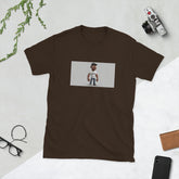 Brown unisex T-shirt with centered photo graphic on front
