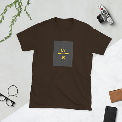 Dark brown crewneck graphic t-shirt with black square &