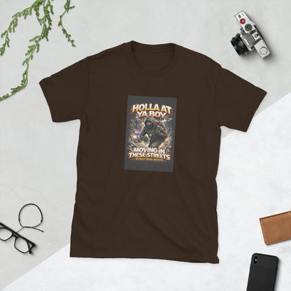 MIS Apparel graphic tee, dark brown, front square streetwear artwork