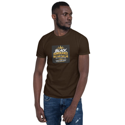 Dark chocolate unisex short-sleeve T-shirt with centered slogan graphic