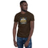 Dark chocolate unisex short-sleeve T-shirt with centered slogan graphic