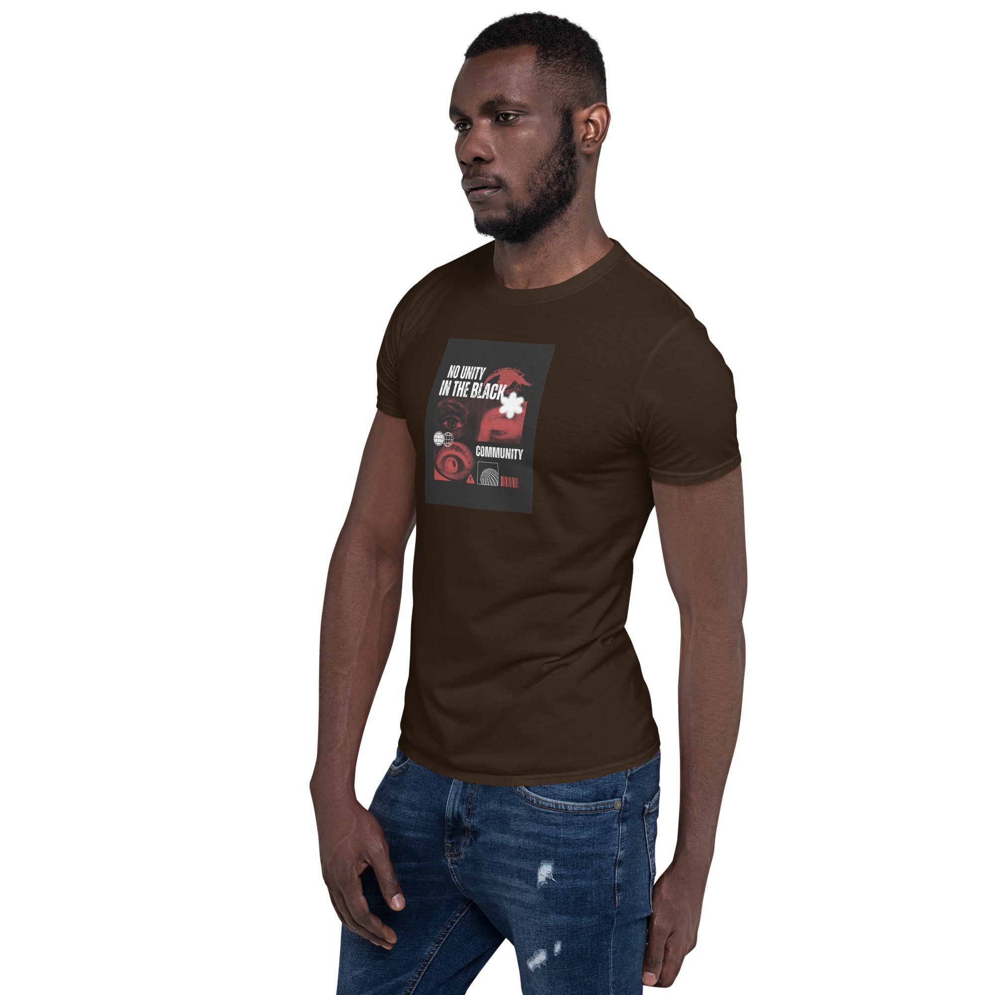 Dark chocolate unisex short-sleeve T-shirt, front print centered