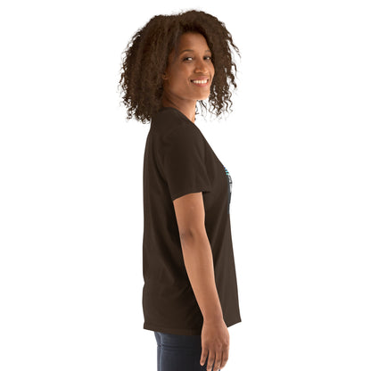 Unisex T-shirt dark chocolate, short sleeves, partial chest graphic
