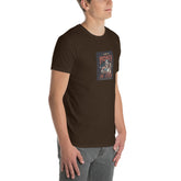 Dark chocolate unisex short-sleeve T-shirt with square chest graphic print