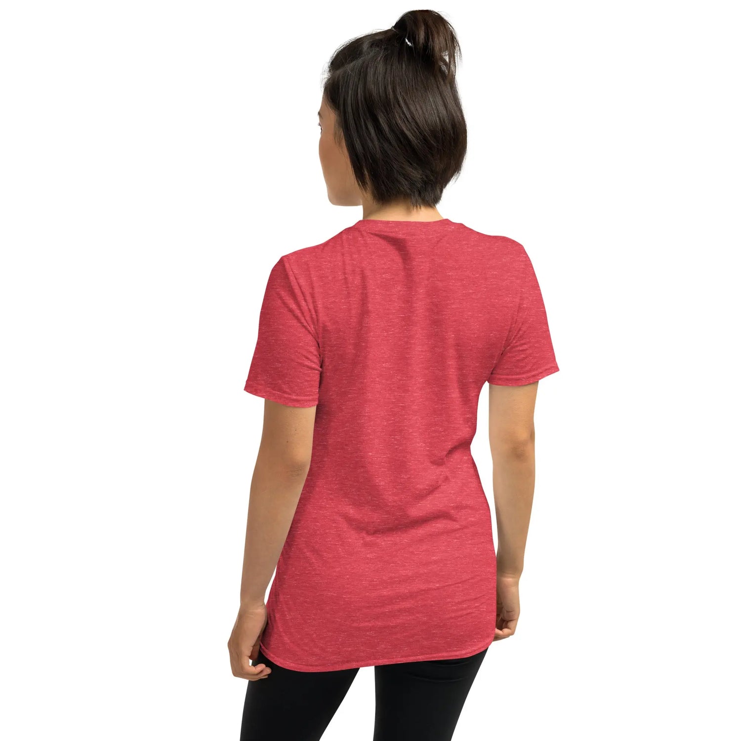Red unisex T-shirt back view with crew neck and short sleeves