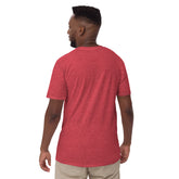 Red unisex short-sleeve T-shirt back view, no visible front graphic