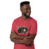 Red unisex short-sleeve T-shirt with chest photo graphic and crew neck