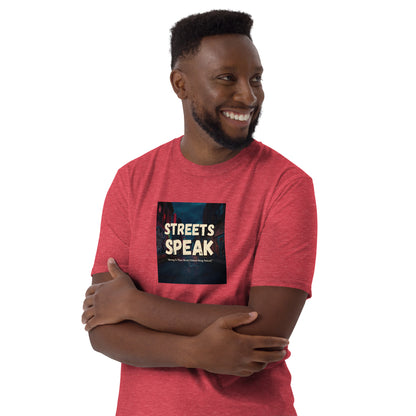 Streets Speaks T-shirt unisex de manga corta roja con estampado frontal cuadrado