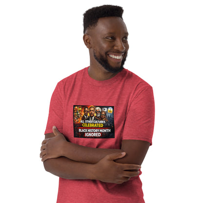 Heather red unisex T-shirt with front slogan graphic