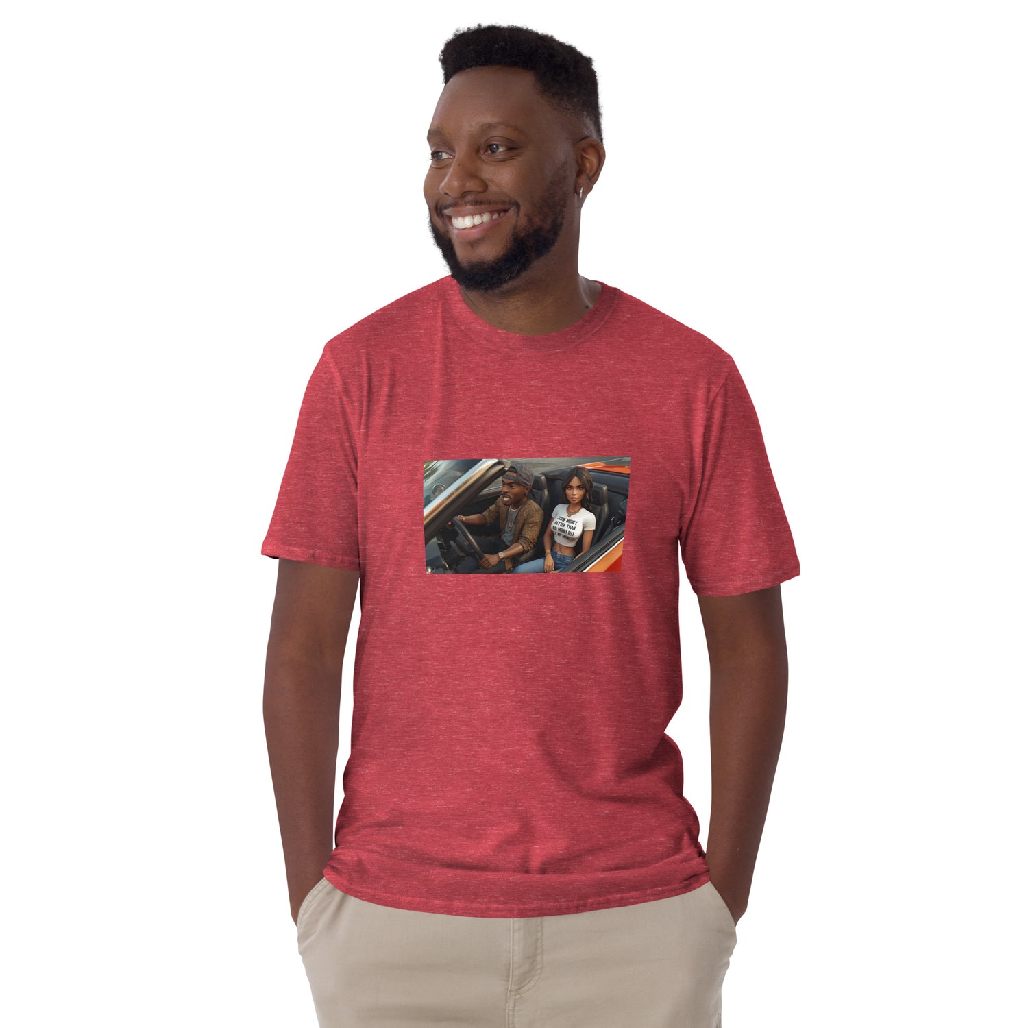 Heather Red Unisex T-Shirt mit rechteckigem Foto-Frontaufdruck