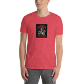 Heather red unisex short-sleeve crew-neck T-shirt with Money in Cash chest graphic
