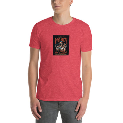 Heather red unisex short-sleeve T-shirt with front square graphic print
