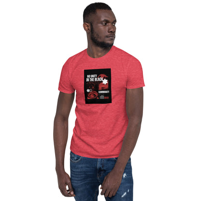 Unisex short-sleeve T-shirt, heather red, front graphic print