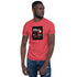 Unisex short-sleeve T-shirt, heather red, front graphic print