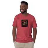 Unisex short-sleeve T-shirt in red with front square graphic print